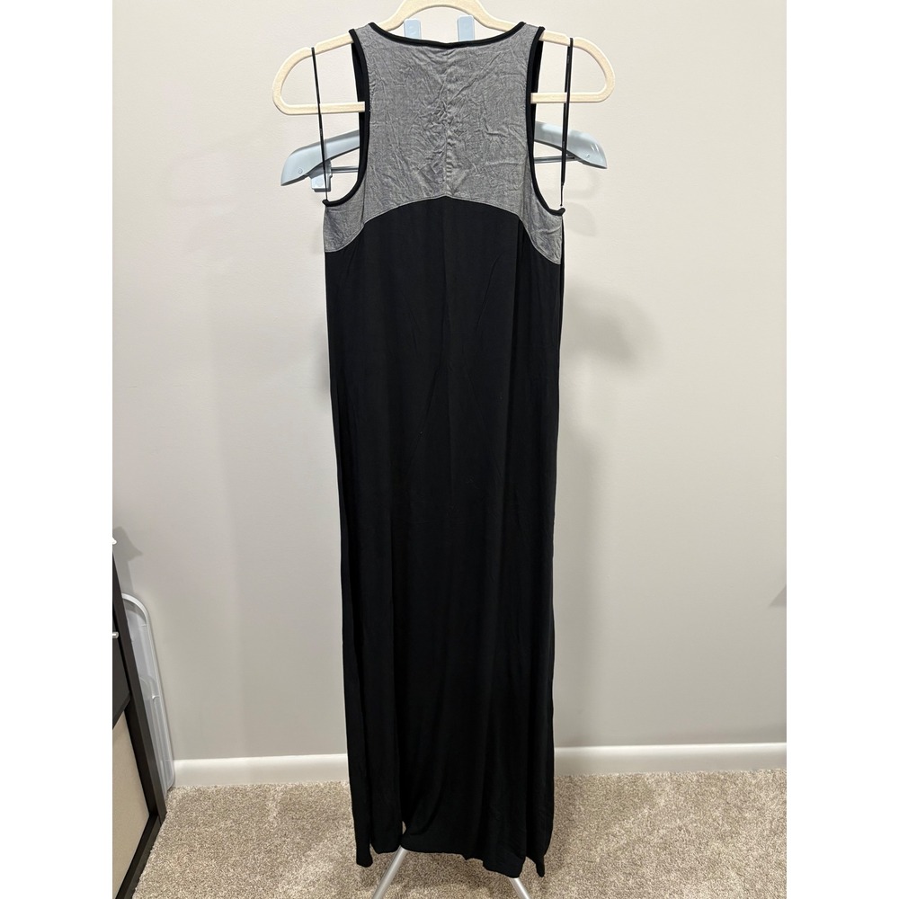 Vince‎ Scoop Neck Jersey Knit Tank Maxi Dress Medium Black Grey Mixed Media